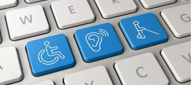 teclado con botones que representan elementos de accesibilidad.