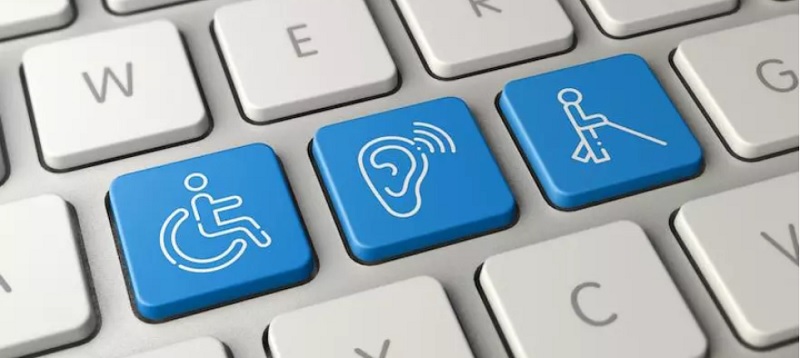 accesibilidad_digital teclado con botones que representan elementos de accesibilidad.